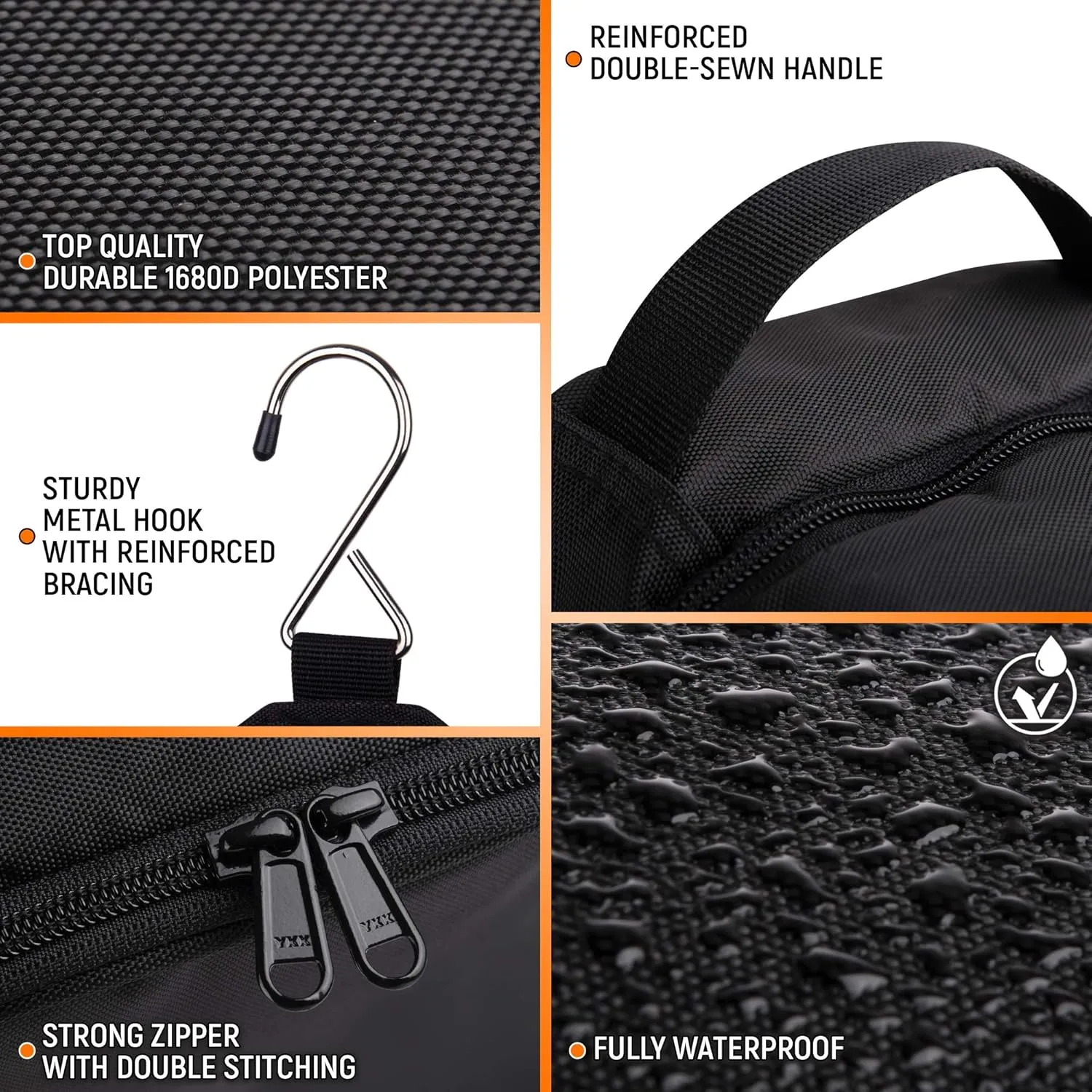 Travel Hanging Toiletry Bag For Men And Women - Large Mens Hang Toiletry Bag For Traveling - Waterproof Shaving Bag Organizer With Hook And Many Pockets (Black L)
