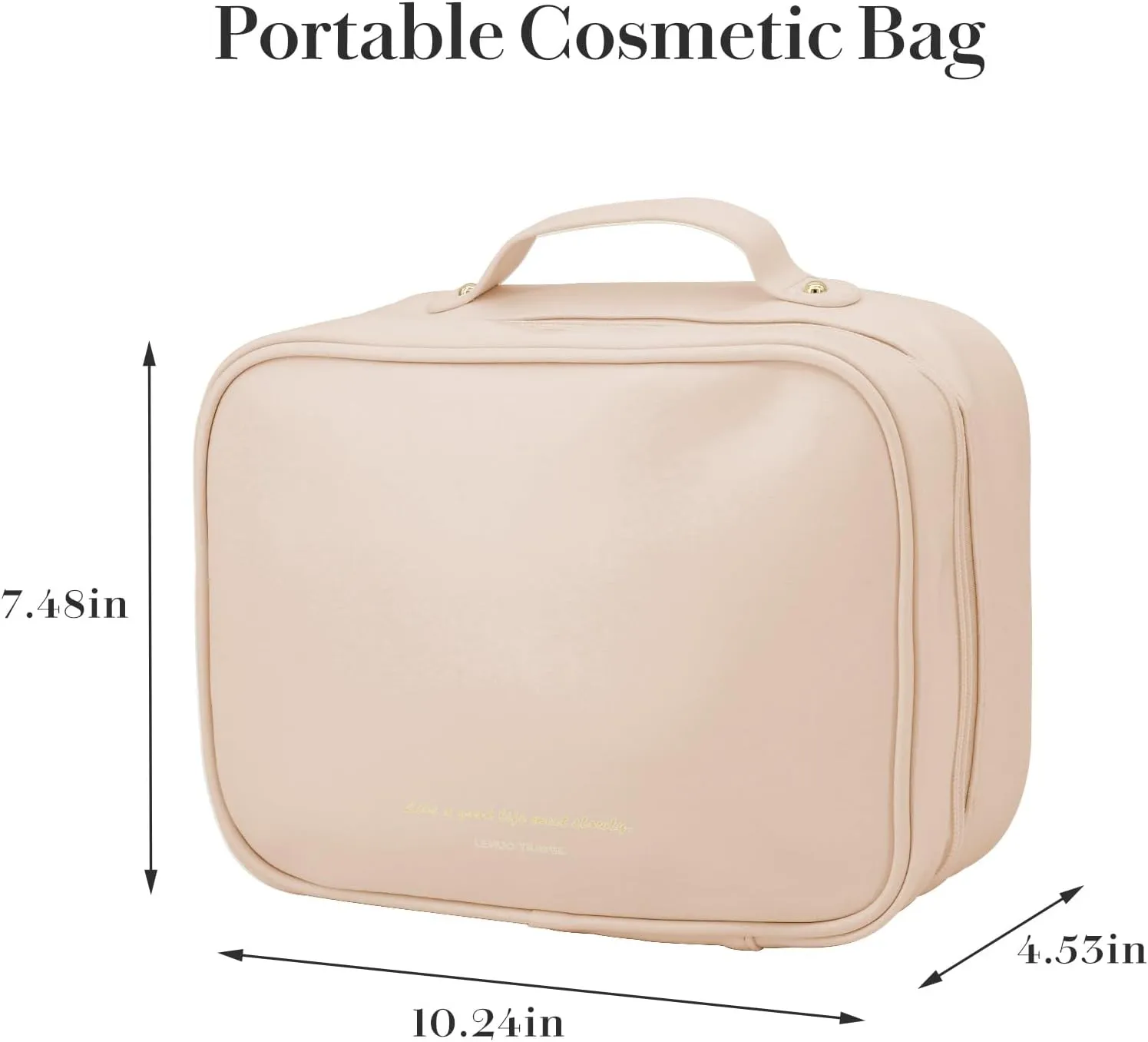 Travel Makeup Bag Large Capacity Cosmetic Organizer Waterproof Leather Toiletry Bag with Brush Holder and Handle Portable Cosmetic Storage Bag for Women Girls Gift - Pink