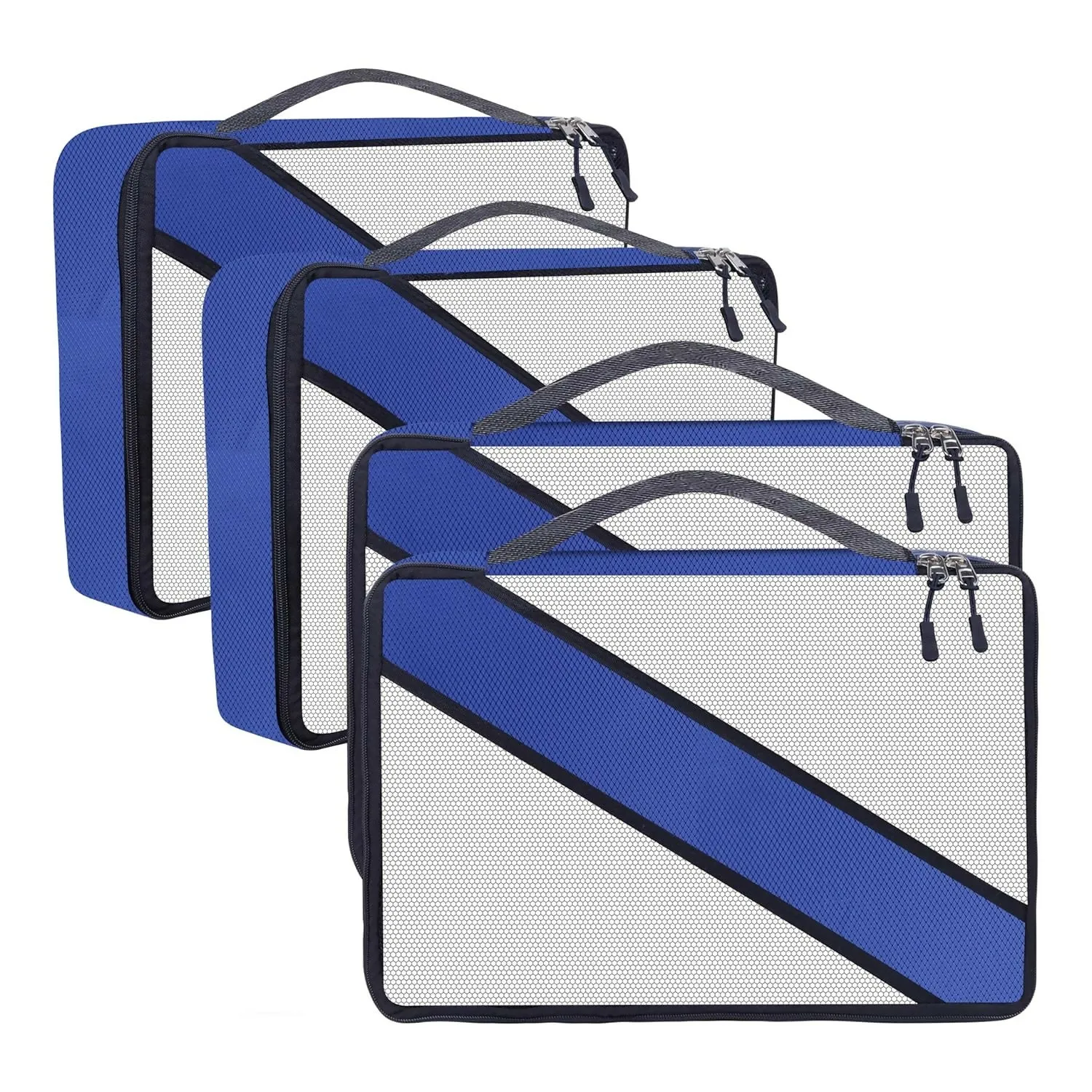 Travel Packing Cubes Polyester Organizer Bags (Pack of 4,Navy Blue)