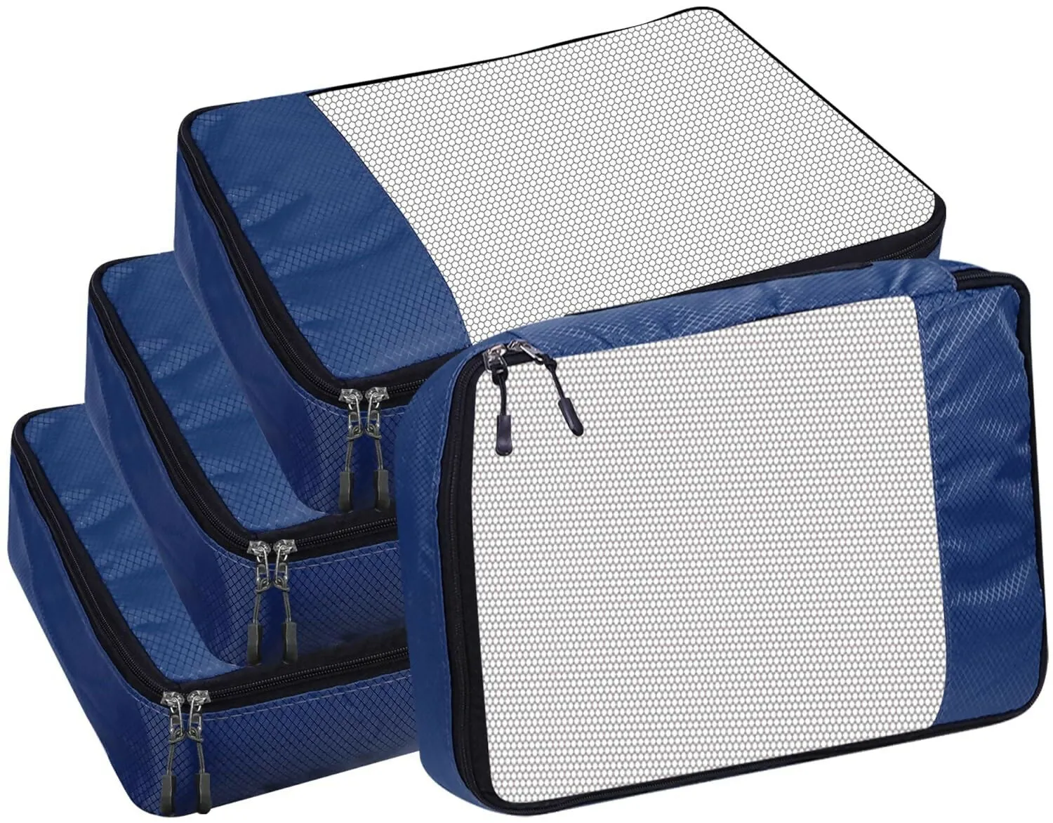 Travel Packing Cubes Polyester Organizer Bags (Pack of 4,Navy Blue)