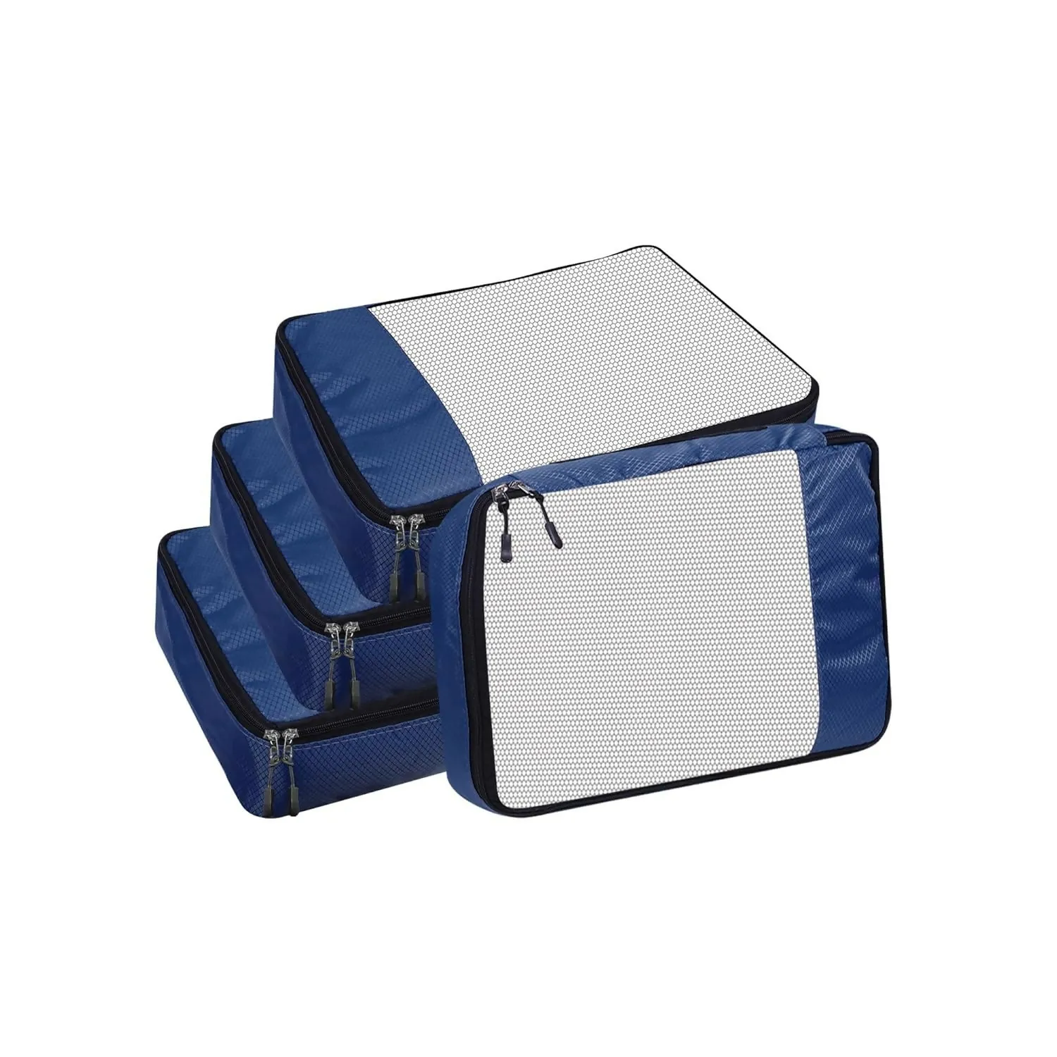 Travel Packing Cubes Polyester Organizer Bags (Pack of 4,Navy Blue)