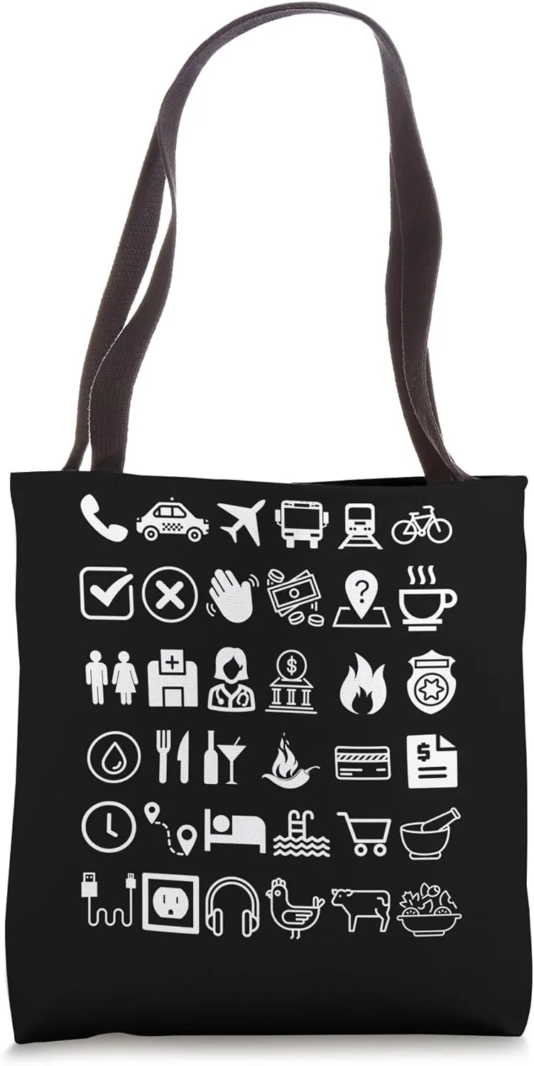 Travel Pictures for Language Translation Icons to Point To Tote Bag