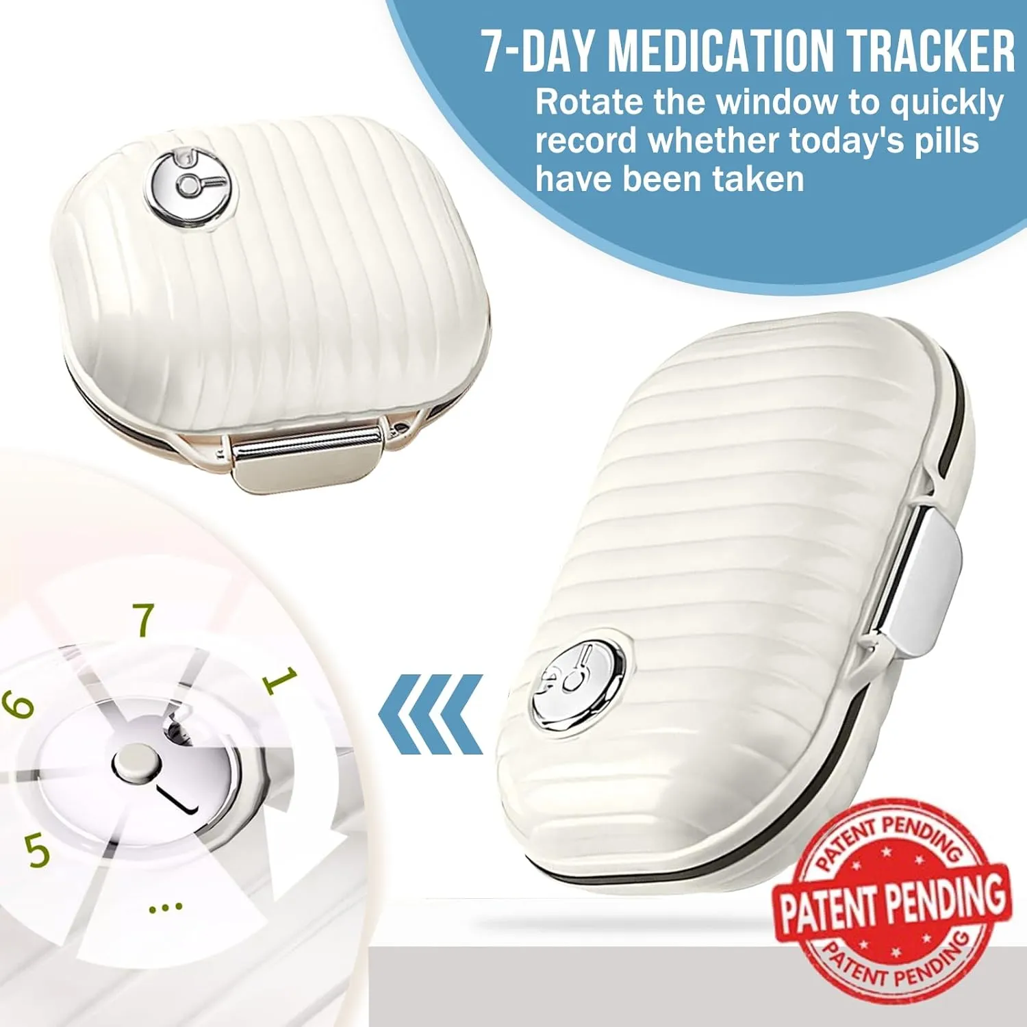 Travel Pill Organizer, 2 Pack Portable Pill Box 7 Day Small Pill Case Moisture Proof Daily Medicine Vitamin Container for Vitamins, Supplements Medication Tracker Travel Essentials (Small  Large)