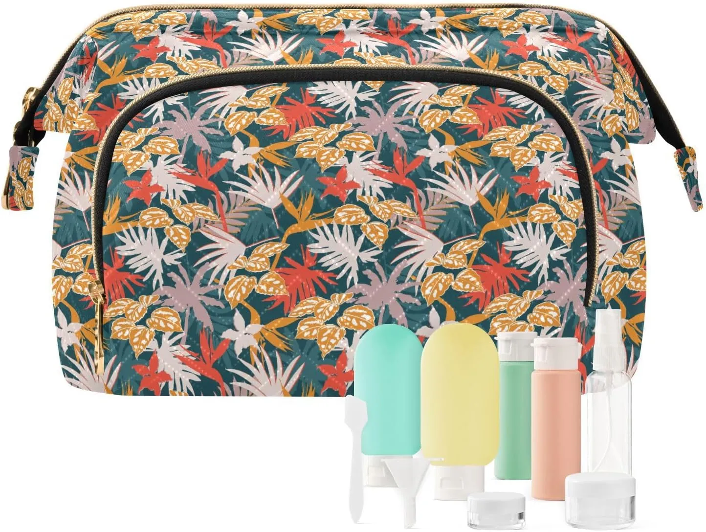 Travel Quilted Makeup Bag Toiletry Organizer Pouch Storage Make Up Bag Large Quilted Cosmetic Bag Wide Open T1