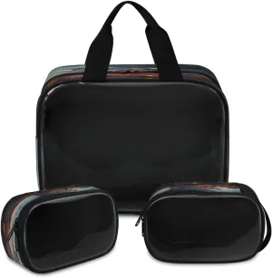 Travel Toiletry Bag for Women Men, Dinosaur T-rex Makeup Bag Large Tote 3 Pcs Translucent Cosmetic Bags Pouch for Toiletries Cosmetics Organizer