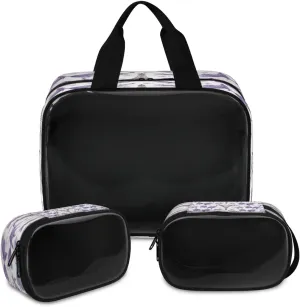 Travel Toiletry Bag for Women Men, Lavender Paris Eiffel Tower Makeup Bag Large Tote 3 Pcs Translucent Cosmetic Bags Pouch for Toiletries Cosmetics Organizer