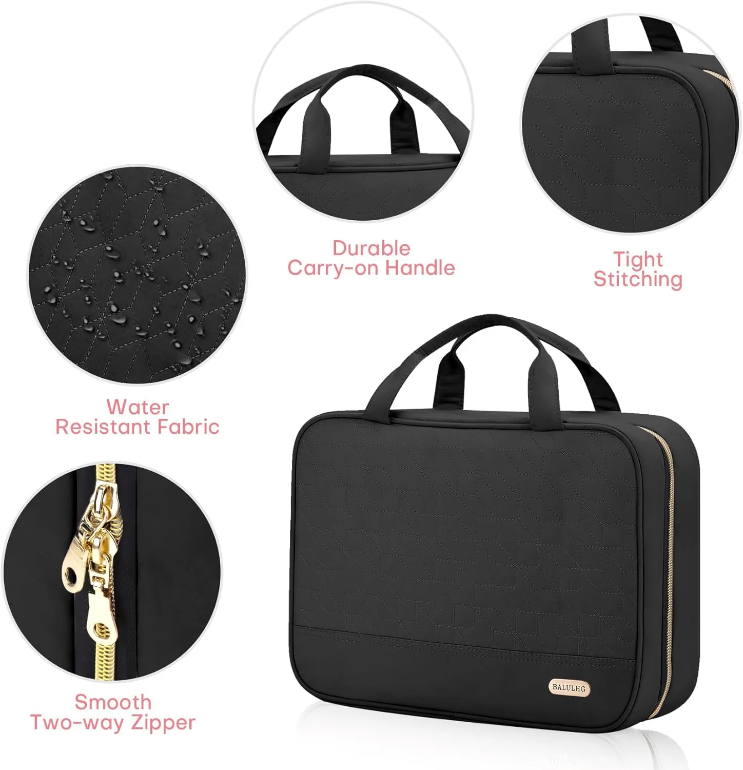 Travel Toiletry Bag for Women with Hanging Hook Traveling Essentials Organizer Water-Resistant Hanging Makeup and Toiletry Bag for Cosmetic Toiletries Make-Up,039-Small-Black