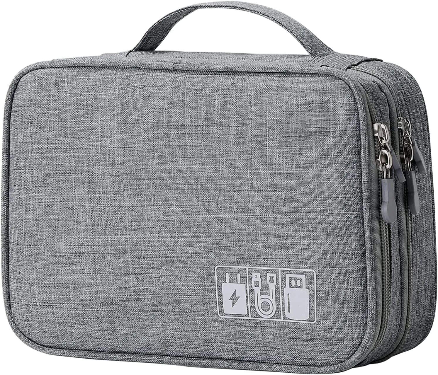 Trawila Electronics Organizer,Double Layer Travel Cable Organizer Bag,Digital Storage Bag Electronic Accessories Case for Cables, Adapters, Chargers, Wires, Flash Disk, Power Bank, Headphone (Grey)