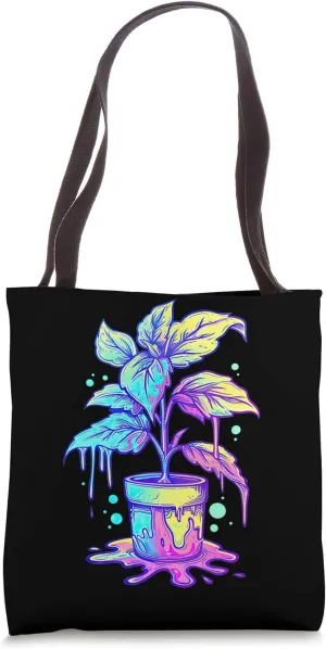 Trippy Potted Plant Psychedelic Art Cosmic Surreal Tote Bag