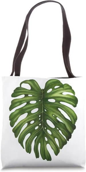 Tropical Monstera Leaf Botanical Graphic Print Tote Bag