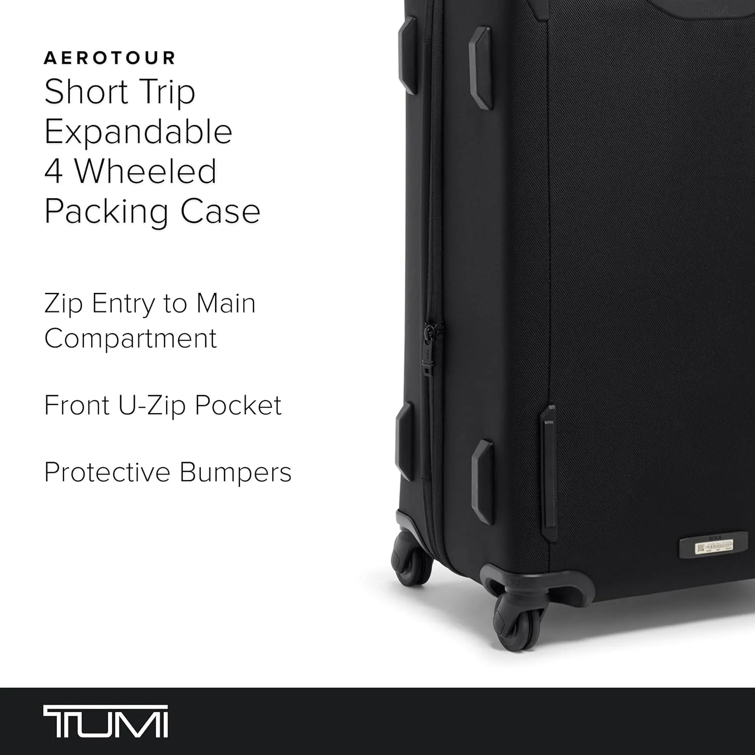 TUMI - Aerotour 4 Wheel Expandable Luggage - Men's and Women's Business and Leisure Travel Suitcase - 26" Short Trip Expandable Packing Case, Black