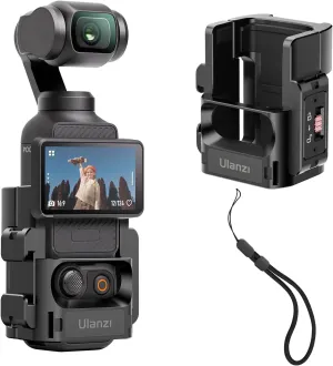 ULANZI PK-06 Expansion Adapter Accessories for DJI Osmo Pocket 3 - Aluminum Protective Cage Metal Bracket Mount with 1/4 Screw Holes/Gopro Adapter/Cold Shoe/Osmo Action Quick-Release