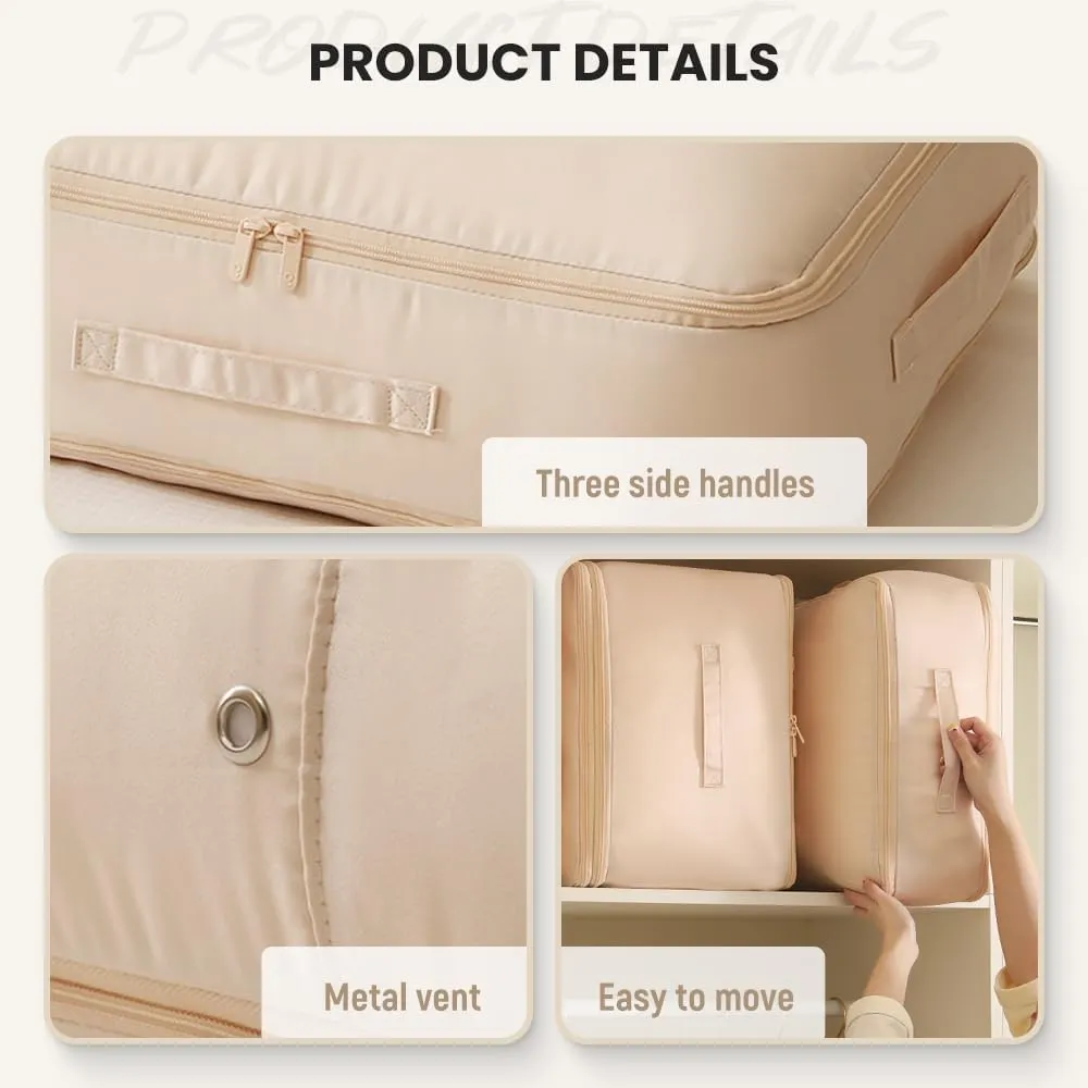 Ultra Space Saving Self Compression Organizer, Space Saving Self Compression Organizer for Comforters, 2024 New Self Compression Moving Organizer Bags Heavy Duty Moving Bags (Beige, X-Large)