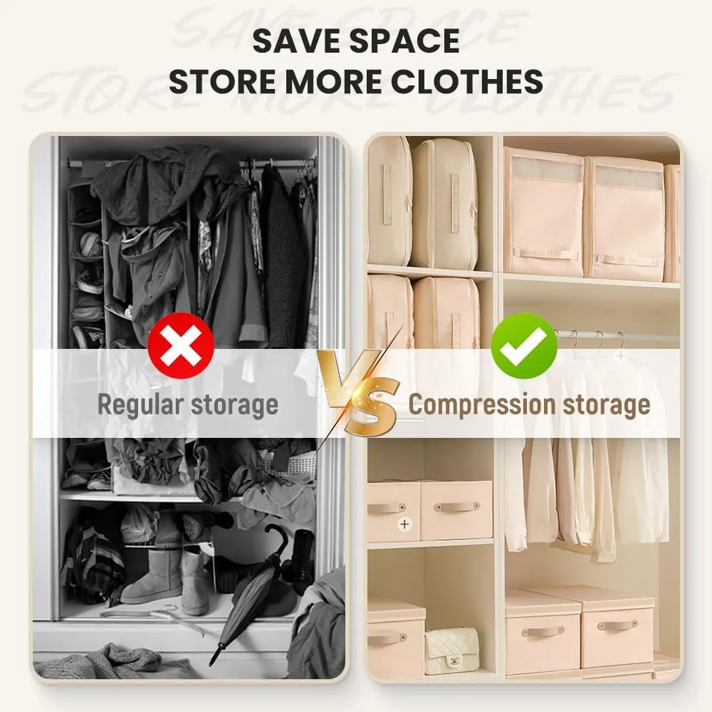 Ultra Space Saving Self Compression Organizer, Space Saving Self Compression Organizer for Comforters, 2024 New Self Compression Moving Organizer Bags Heavy Duty Moving Bags (Khaki, X-Large)