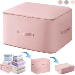 Ultra Space Saving Self Compression Organizer,Storage Bags,Heavy Duty Moving Bags,Storage Tote for Space Saving, Self Compression Moving Organizer Bags for Comforters,Clothes, Blankets(Pink, XL)