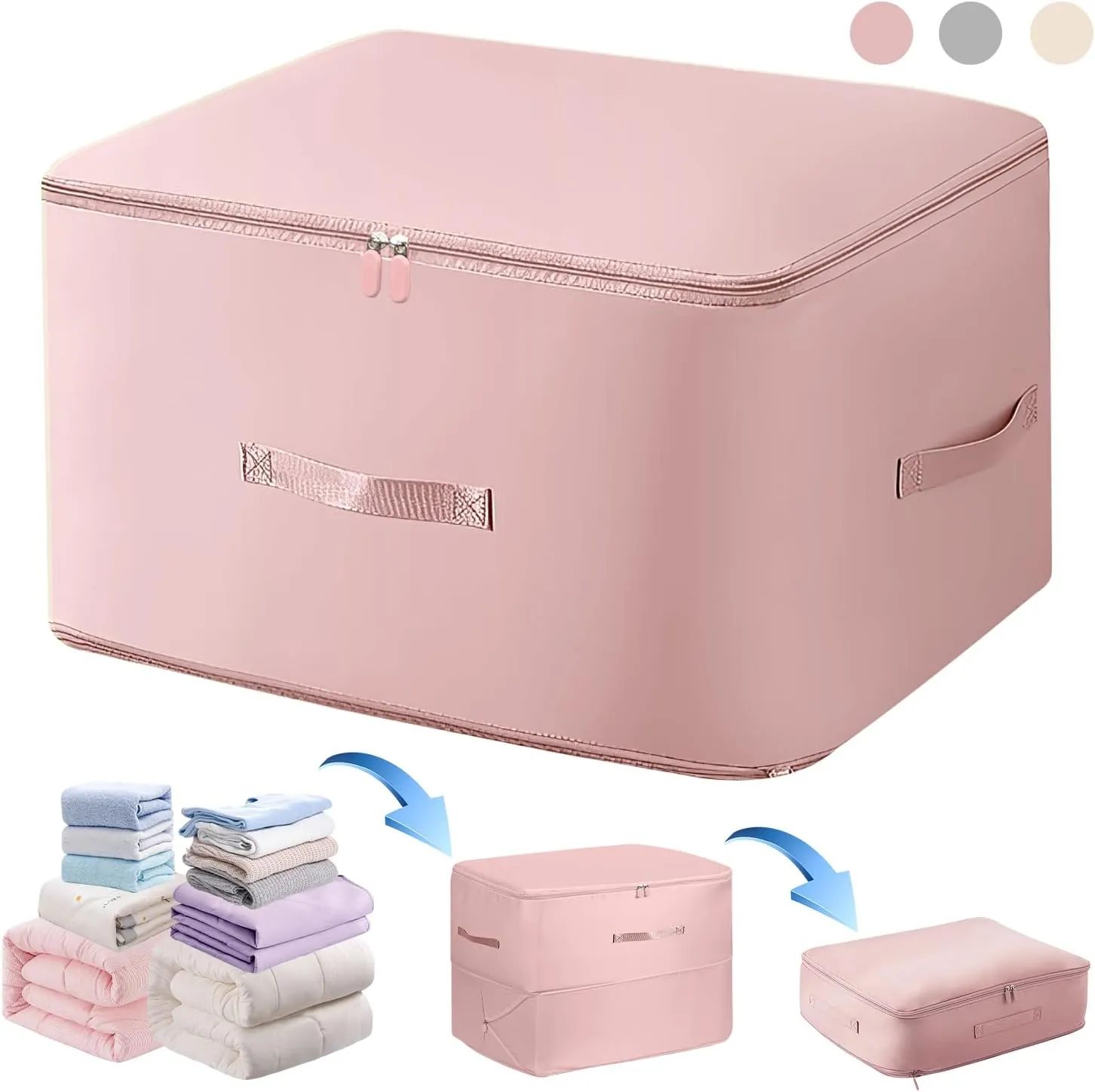 Ultra Space Saving Self Compression Organizer,Storage Bags,Heavy Duty Moving Bags,Storage Tote for Space Saving, Self Compression Moving Organizer Bags for Comforters,Clothes, Blankets(Pink, XL)