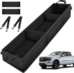 Under Seat Storage - Truck Underseat Tool Box Organizer with 3 Removable Dividers for 2015-2025 Ford F150 SuperCrew Cab & Crew Cab 2017-2024 F250 F350 F450 F550 Super Duty Under bench Storage