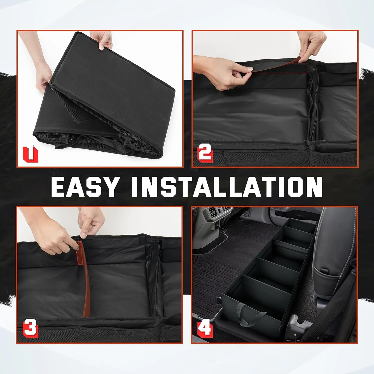 Under Seat Storage - Truck Underseat Tool Box Organizer with 3 Removable Dividers for 2015-2025 Ford F150 SuperCrew Cab & Crew Cab 2017-2024 F250 F350 F450 F550 Super Duty Under bench Storage