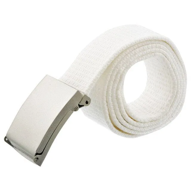 Unisex Men Canvas Belts Metal Buckle 2020 Women Casual Candy Solid Army Military Belt Outdoor Tactical For Jeans Pants