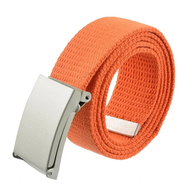 Unisex Men Canvas Belts Metal Buckle 2020 Women Casual Candy Solid Army Military Belt Outdoor Tactical For Jeans Pants