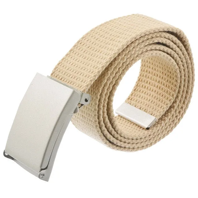 Unisex Men Canvas Belts Metal Buckle 2020 Women Casual Candy Solid Army Military Belt Outdoor Tactical For Jeans Pants