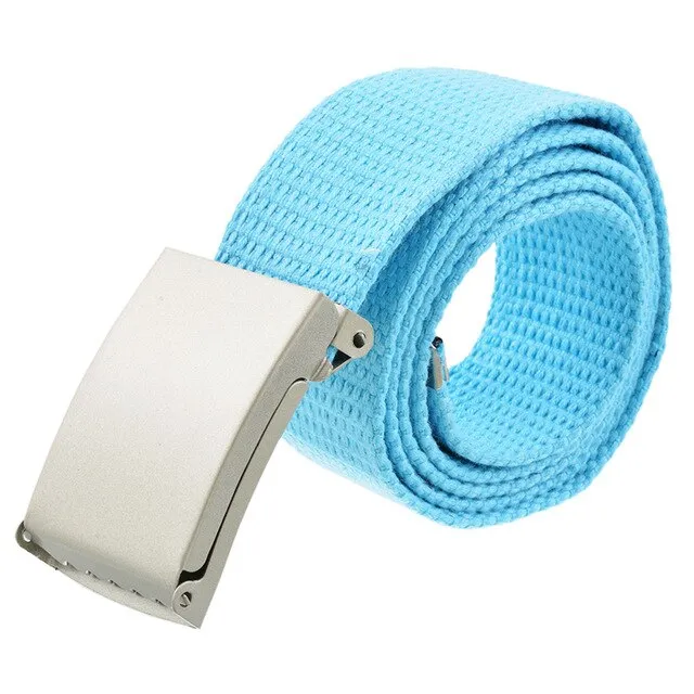 Unisex Men Canvas Belts Metal Buckle 2020 Women Casual Candy Solid Army Military Belt Outdoor Tactical For Jeans Pants