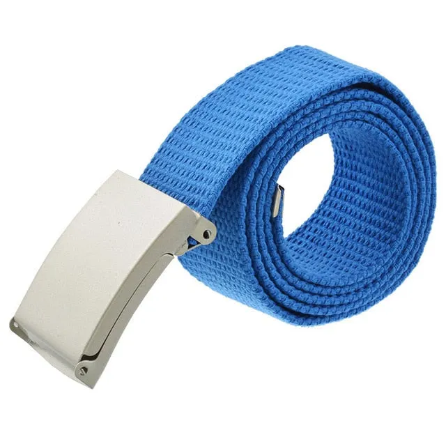 Unisex Men Canvas Belts Metal Buckle 2020 Women Casual Candy Solid Army Military Belt Outdoor Tactical For Jeans Pants