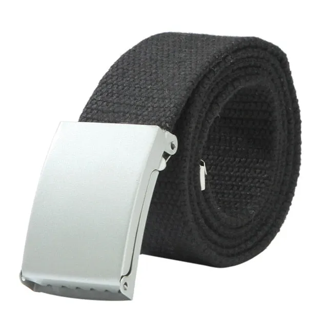 Unisex Men Canvas Belts Metal Buckle 2020 Women Casual Candy Solid Army Military Belt Outdoor Tactical For Jeans Pants