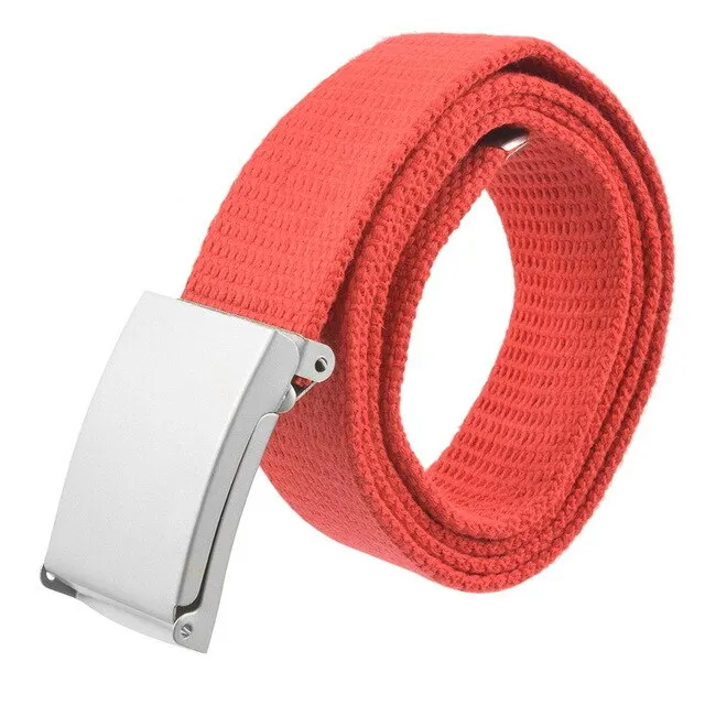 Unisex Men Canvas Belts Metal Buckle 2020 Women Casual Candy Solid Army Military Belt Outdoor Tactical For Jeans Pants