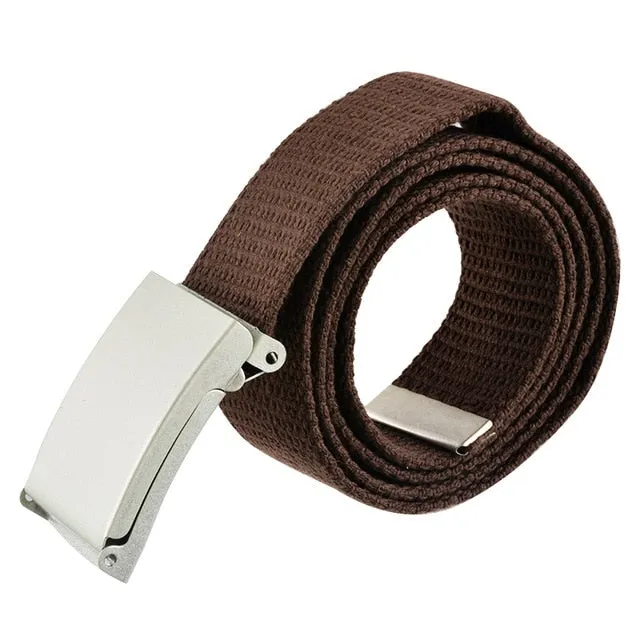 Unisex Men Canvas Belts Metal Buckle 2020 Women Casual Candy Solid Army Military Belt Outdoor Tactical For Jeans Pants