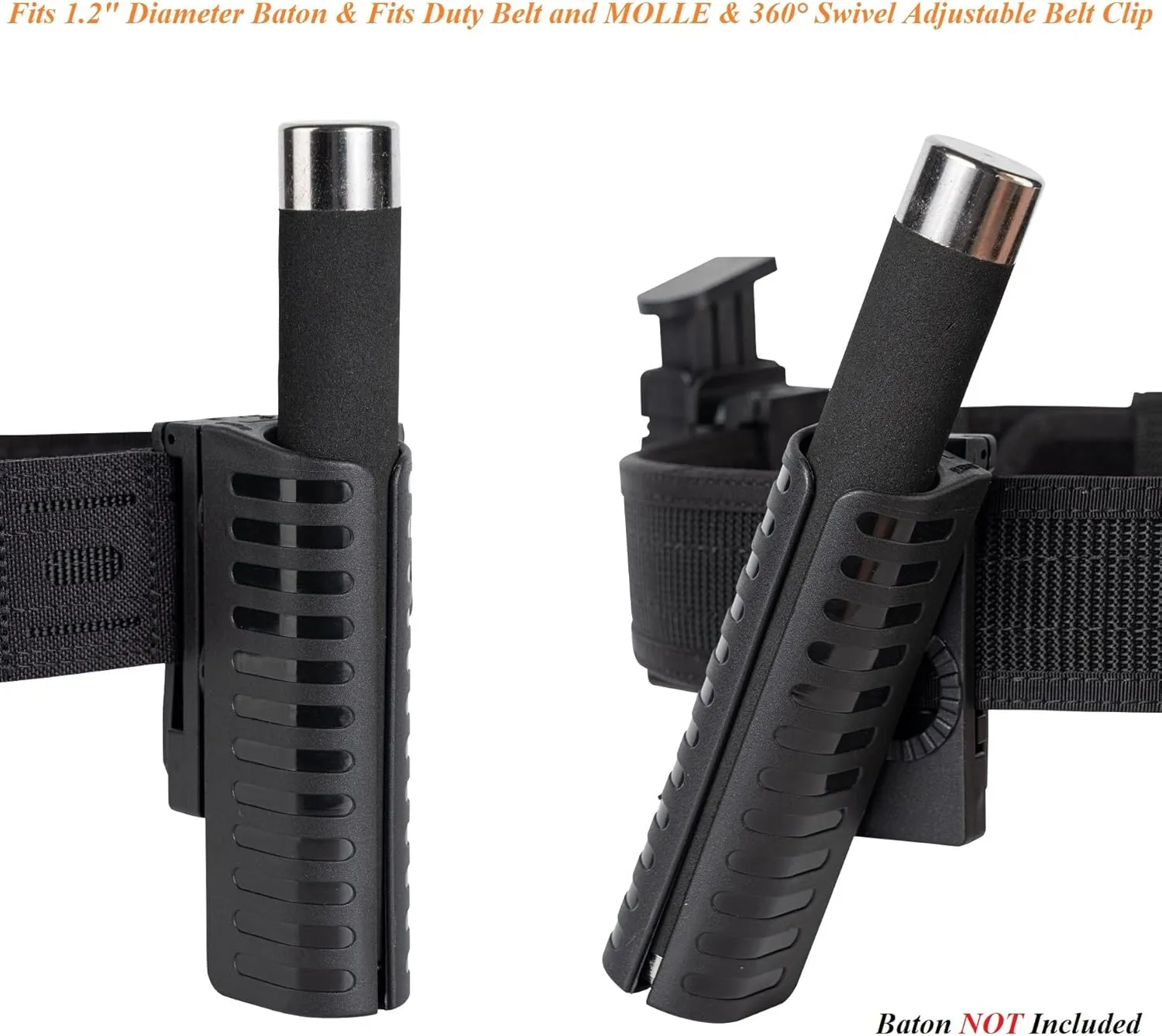 Universal Baton Holder w/Duty Belt/MOLLE Clip Police Baton Holster 16"-21"-26" Telescopic Baton Pouch ASP Baton Carrier Expandable Baton/Flashlight Carry Case Law Enforcement Security Officer