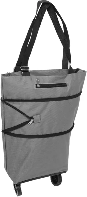 Unomor Shopping Cart with Wheels Capacity Rolling Tote Bag for Grocery and Household Items Space Saving Design Wear Resistant Wheels for Supermarket and Travel