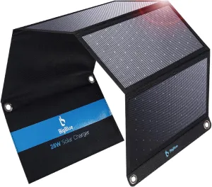 [Upgraded] BigBlue 3 USB Ports 28W Solar Charger(5V/4.8A Max), Portable Foldable Solar Panel for Camping, IP44 Waterproof, Compatible with iPhone 11/XS/XS Max/XR/X/8/7, iPad, Samsung Galaxy LG etc.