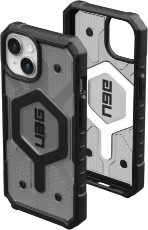 URBAN ARMOR GEAR UAG Case Compatible with iPhone 15 Plus Case 6.7" Pathfinder Clear Ash/Black Built-in Magnet Compatible with MagSafe Charging Rugged Transparent Dropproof Protective Cover