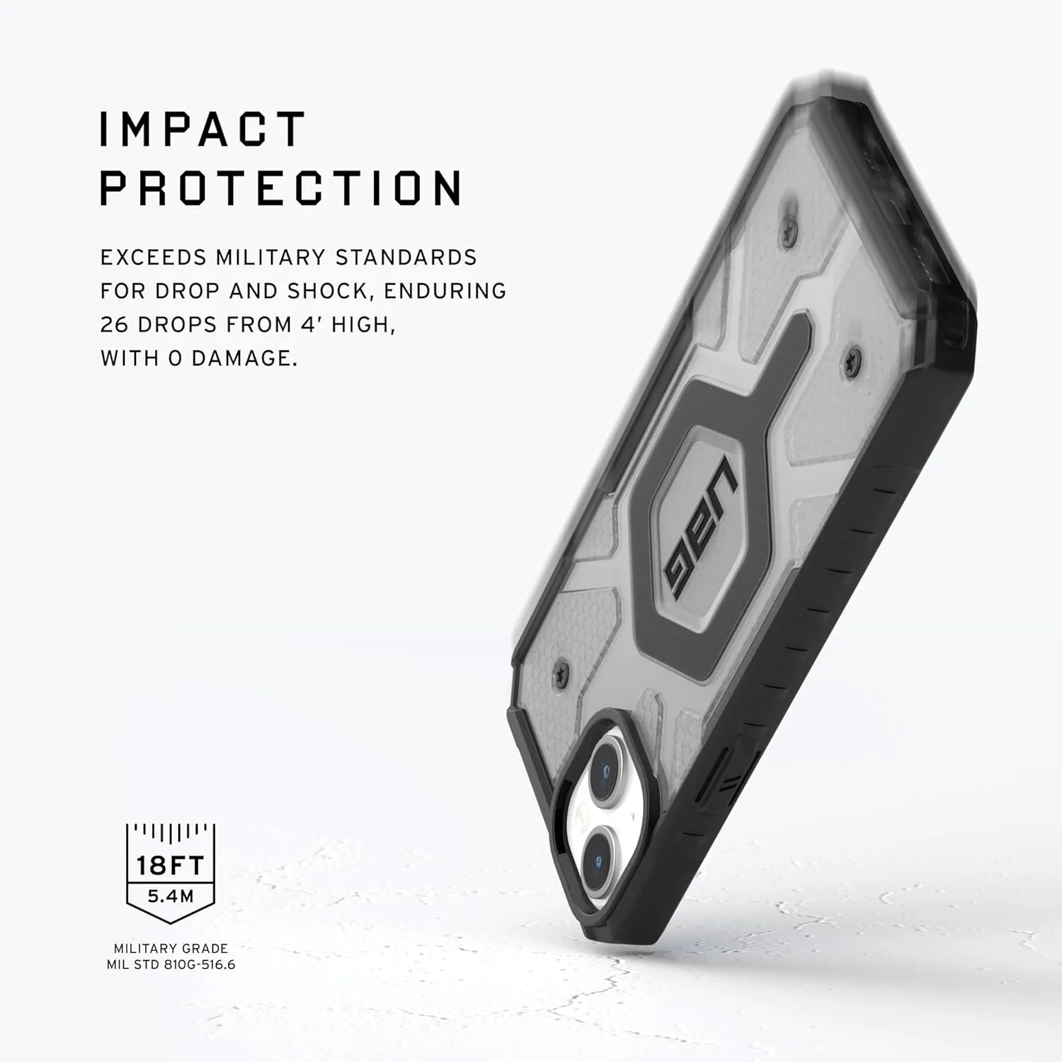 URBAN ARMOR GEAR UAG Case Compatible with iPhone 15 Plus Case 6.7" Pathfinder Clear Ash/Black Built-in Magnet Compatible with MagSafe Charging Rugged Transparent Dropproof Protective Cover