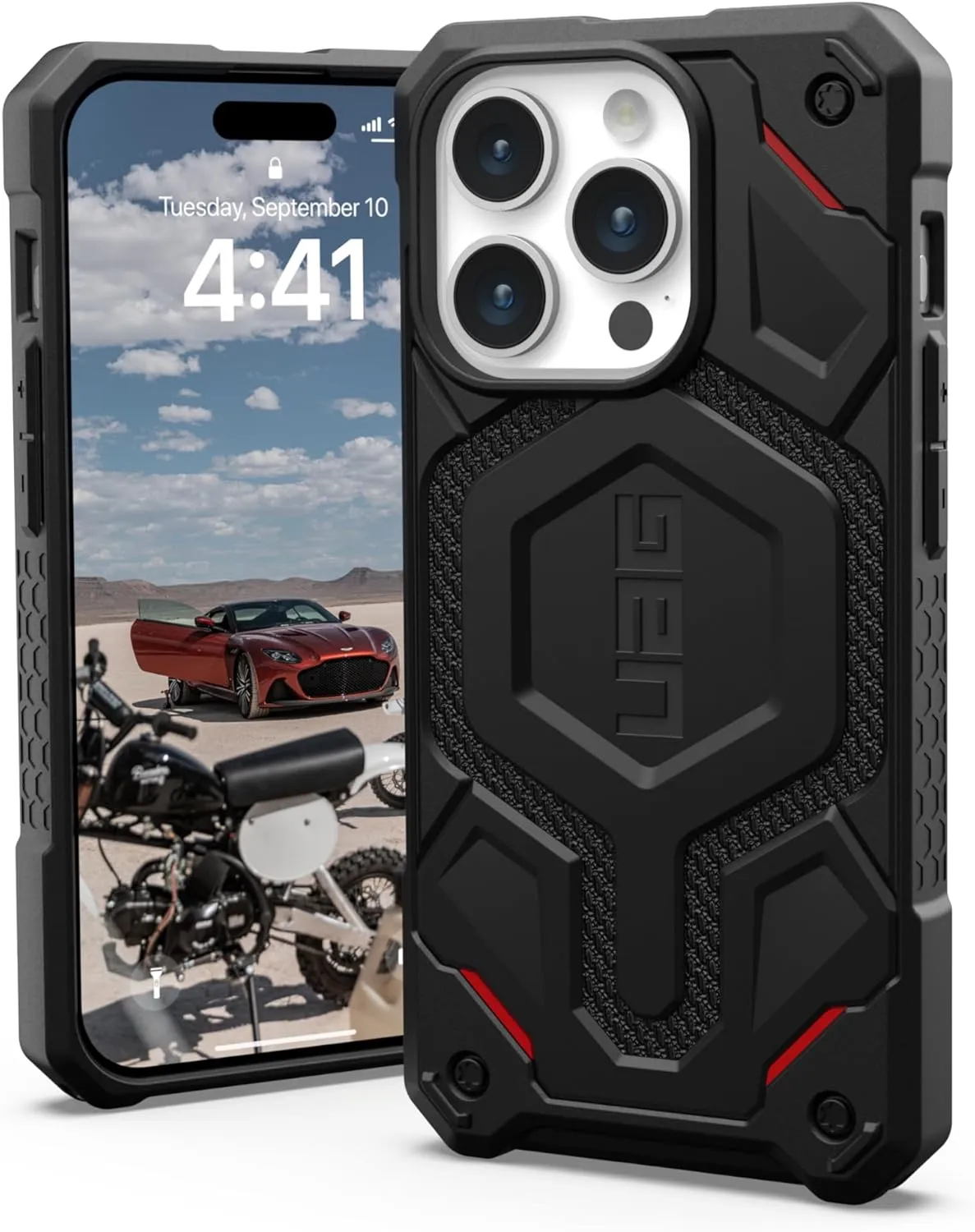URBAN ARMOR GEAR UAG Case Compatible with iPhone 15 Pro Case 6.1" Monarch Pro Kevlar Black Built-in Magnet Compatible with MagSafe Charging Premium Rugged Military Grade Dropproof Protective Cover