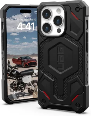 URBAN ARMOR GEAR UAG Case Compatible with iPhone 15 Pro Case 6.1" Monarch Pro Kevlar Black Built-in Magnet Compatible with MagSafe Charging Premium Rugged Military Grade Dropproof Protective Cover