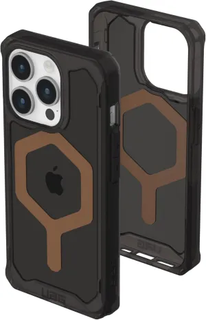 URBAN ARMOR GEAR UAG Case Compatible with iPhone 15 Pro Case 6.1" Plyo Black/Bronze Built-in Magnet Compatible with MagSafe Charging Rugged Anti-Yellowing Transparent Clear Protective Cover