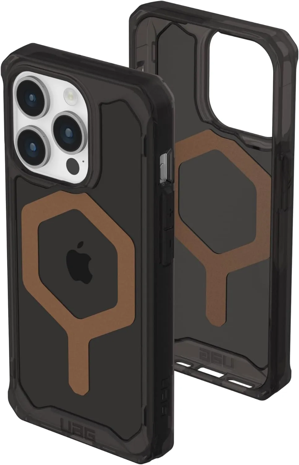 URBAN ARMOR GEAR UAG Case Compatible with iPhone 15 Pro Case 6.1" Plyo Black/Bronze Built-in Magnet Compatible with MagSafe Charging Rugged Anti-Yellowing Transparent Clear Protective Cover