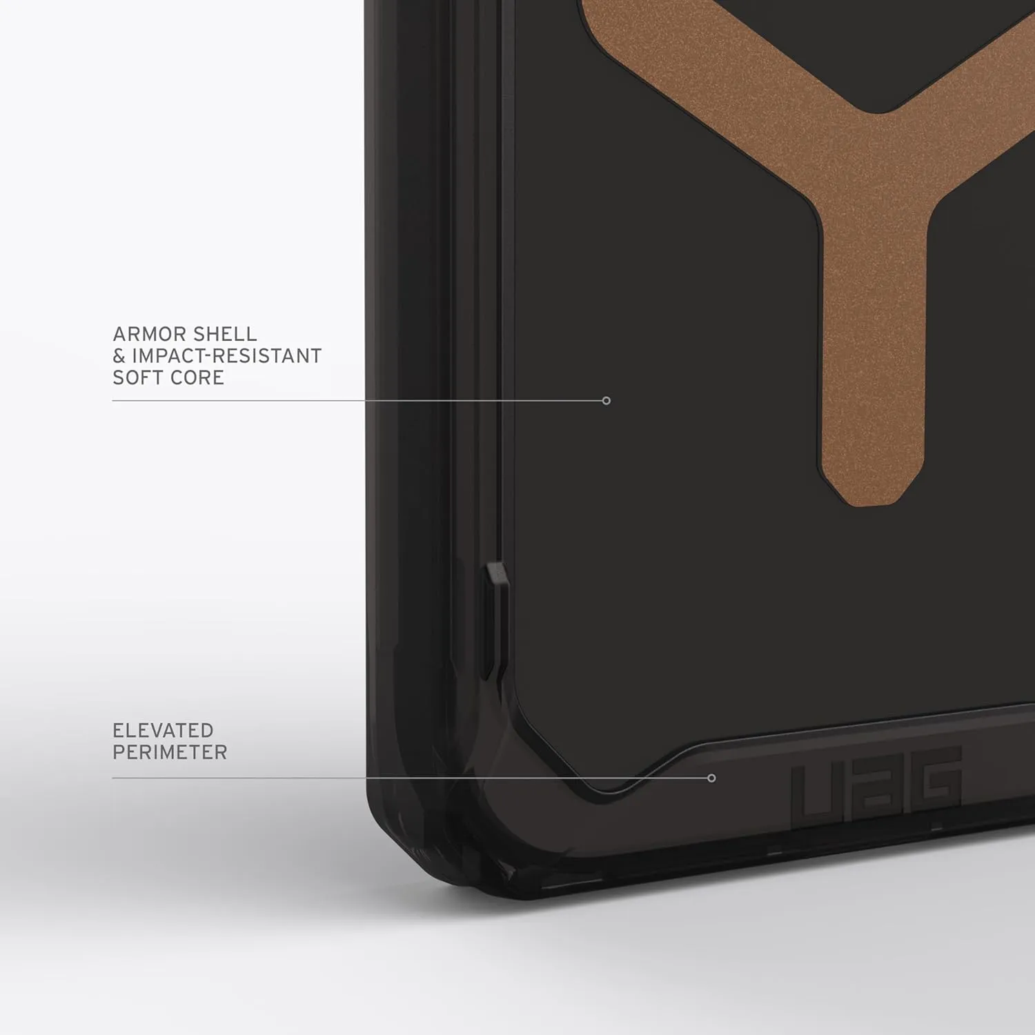 URBAN ARMOR GEAR UAG Case Compatible with iPhone 15 Pro Case 6.1" Plyo Black/Bronze Built-in Magnet Compatible with MagSafe Charging Rugged Anti-Yellowing Transparent Clear Protective Cover