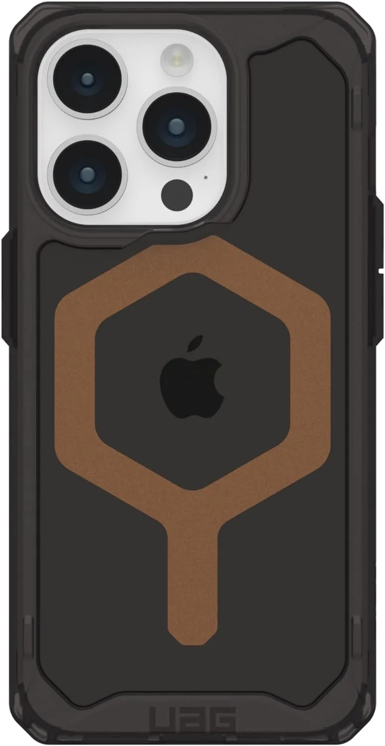 URBAN ARMOR GEAR UAG Case Compatible with iPhone 15 Pro Case 6.1" Plyo Black/Bronze Built-in Magnet Compatible with MagSafe Charging Rugged Anti-Yellowing Transparent Clear Protective Cover
