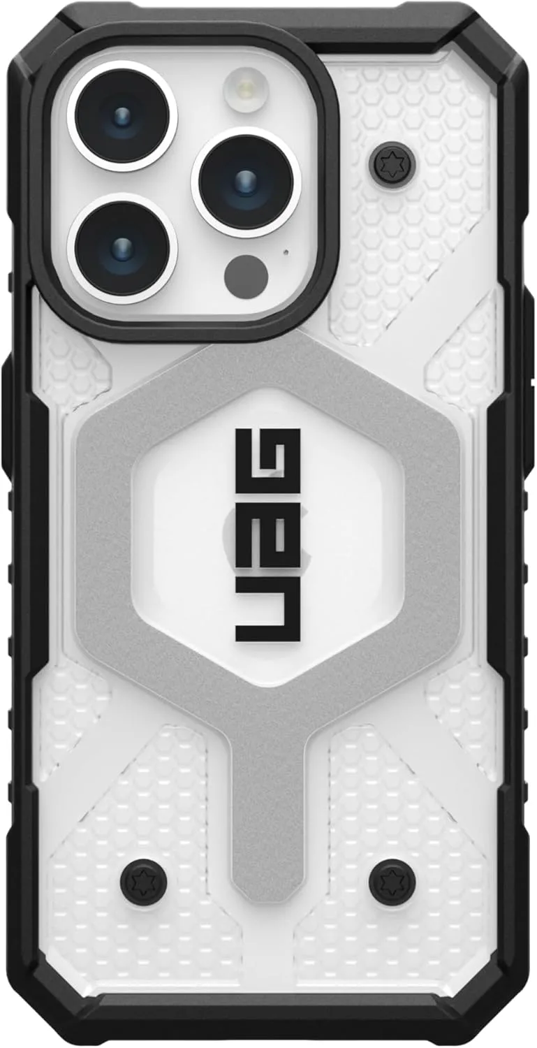 URBAN ARMOR GEAR UAG Case [Updated Ver] Compatible with iPhone 15 Pro Case 6.1" Pathfinder Clear Ice/Silver Built-in Magnet Compatible with MagSafe Charging Rugged Transparent Protective Cover