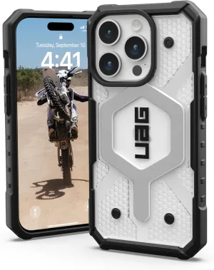 URBAN ARMOR GEAR UAG Case [Updated Ver] Compatible with iPhone 15 Pro Case 6.1" Pathfinder Clear Ice/Silver Built-in Magnet Compatible with MagSafe Charging Rugged Transparent Protective Cover