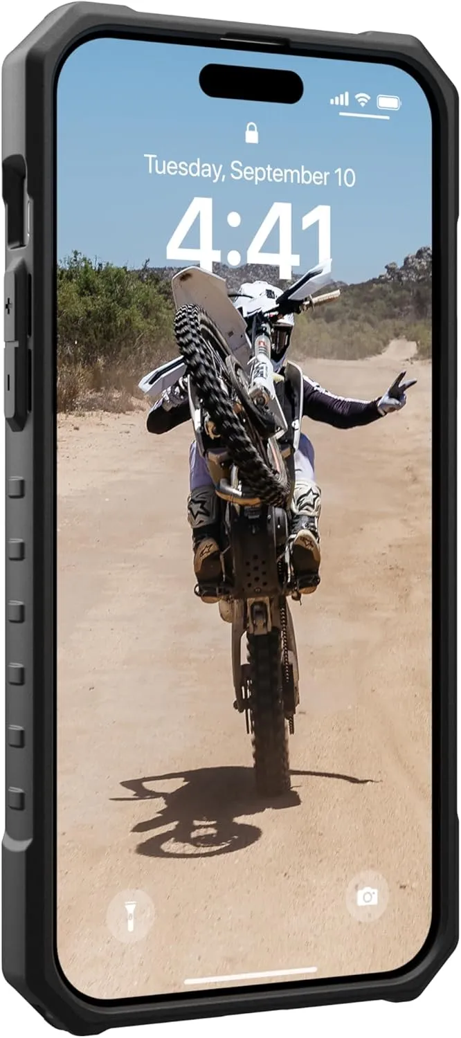 URBAN ARMOR GEAR UAG Case [Updated Version] Compatible with iPhone 15 Pro 6.1" Pathfinder Clear Ash/Black Built-in Magnet Compatible with MagSafe Charging Rugged Transparent Dropproof Protective Cover