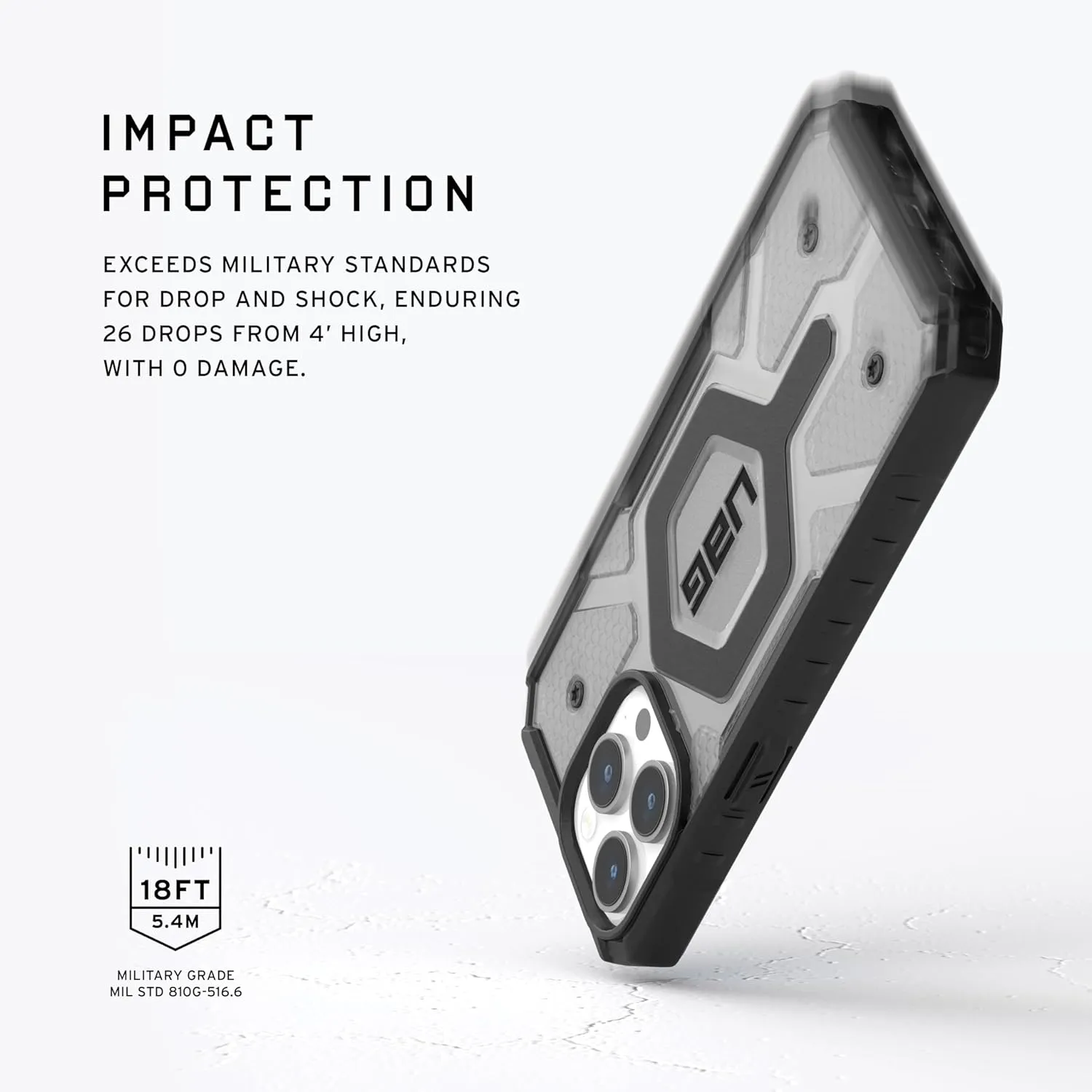 URBAN ARMOR GEAR UAG Case [Updated Version] Compatible with iPhone 15 Pro 6.1" Pathfinder Clear Ash/Black Built-in Magnet Compatible with MagSafe Charging Rugged Transparent Dropproof Protective Cover