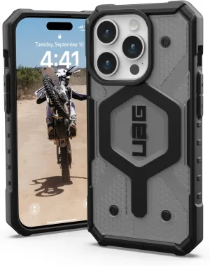 URBAN ARMOR GEAR UAG Case [Updated Version] Compatible with iPhone 15 Pro 6.1" Pathfinder Clear Ash/Black Built-in Magnet Compatible with MagSafe Charging Rugged Transparent Dropproof Protective Cover