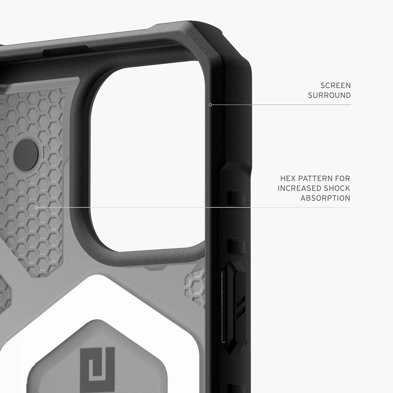 URBAN ARMOR GEAR UAG Case [Updated Version] Compatible with iPhone 15 Pro 6.1" Pathfinder Clear Ash/Black Built-in Magnet Compatible with MagSafe Charging Rugged Transparent Dropproof Protective Cover