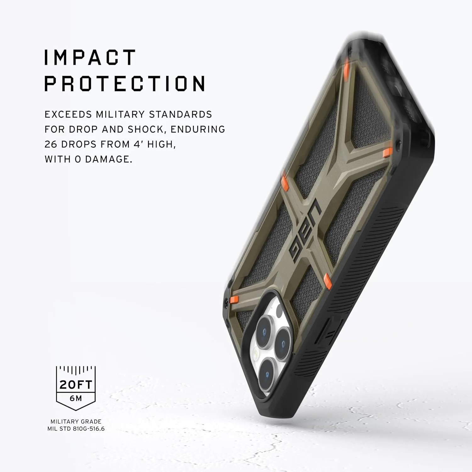 URBAN ARMOR GEAR UAG Case [Updated Version] Compatible with iPhone 15 Pro Case 6.1" Monarch Kevlar Element Green Rugged Heavy Duty Military Grade Drop Tested Protective Cover