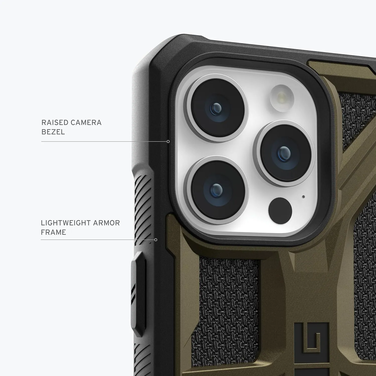 URBAN ARMOR GEAR UAG Case [Updated Version] Compatible with iPhone 15 Pro Case 6.1" Monarch Kevlar Element Green Rugged Heavy Duty Military Grade Drop Tested Protective Cover