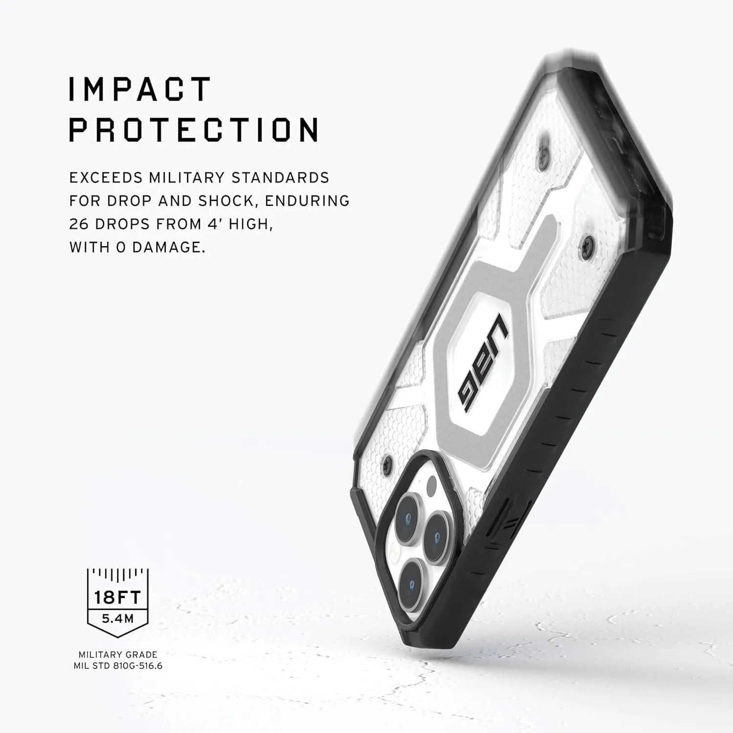 URBAN ARMOR GEAR UAG Case [Updated Version] Compatible with iPhone 15 Pro Max Case 6.7" Pathfinder Clear Ice/Silver Built-in Magnet Compatible with MagSafe Charging Rugged Transparent Protective Cover